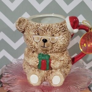 Teddy Bear Christmas Mug with Santa Hat